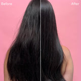 Before using glimmr and after using glimmr for straight hair