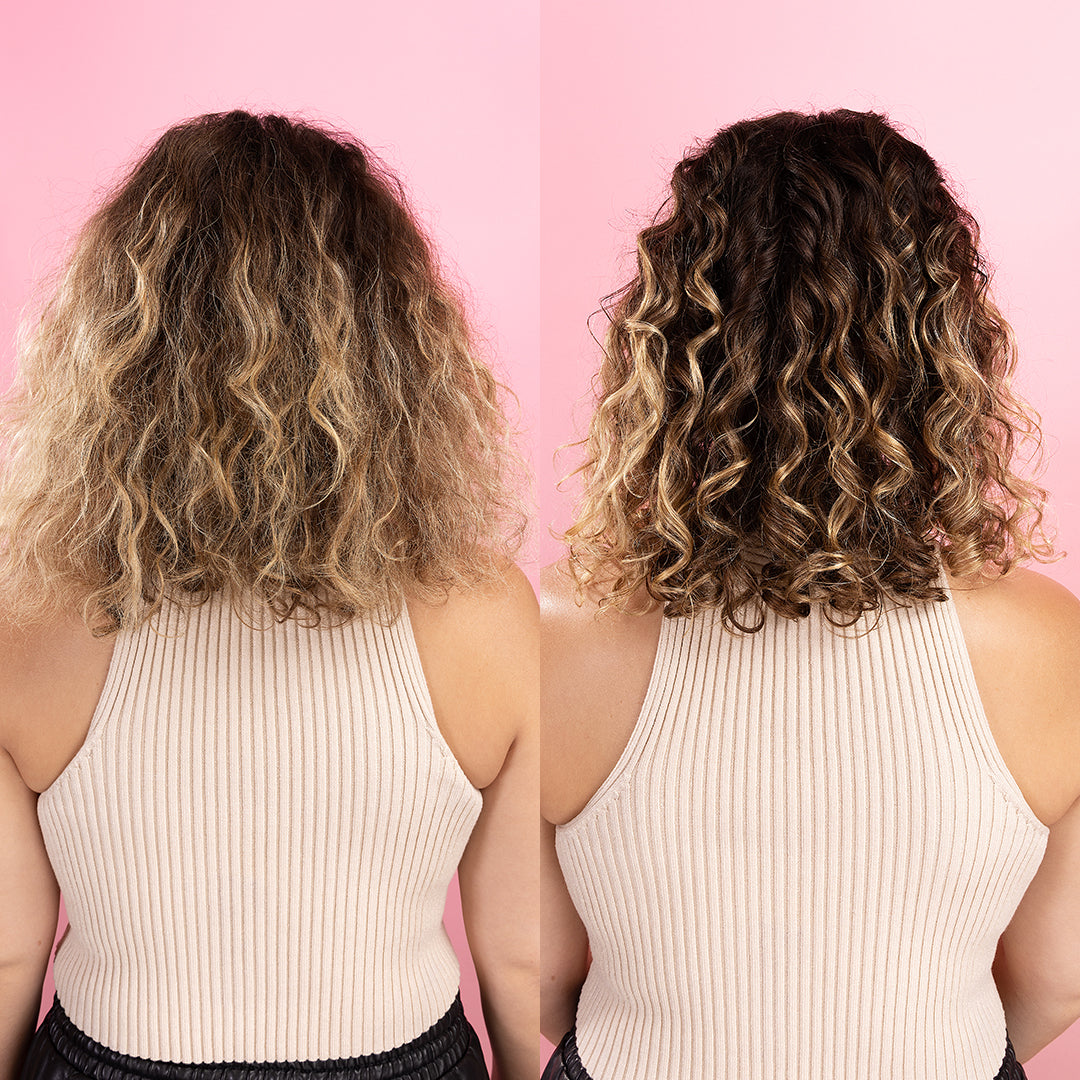 Angelica M.'s curls after using Glimmr's hair mask and shampoo to fix dryness, frizz, and breakage