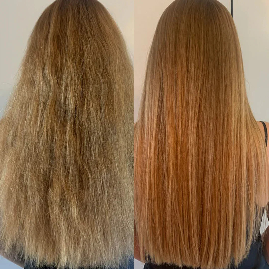 Alice W.'s hair after using Glimmr's shampoo and hair mask to fix dry, frizzy hair