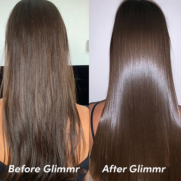 Glimmr | Before and after pictures of the back of a brunette's hair