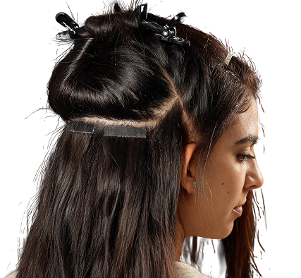 Person with hair extensions
